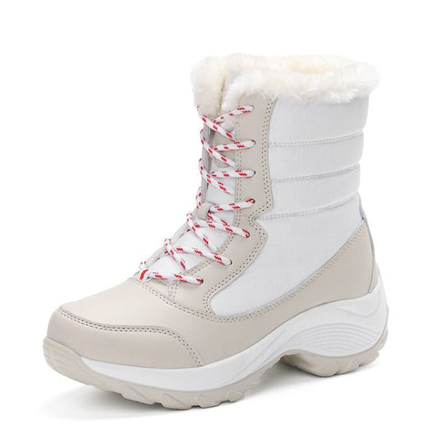 Mtvrmall - new women's boots High top shoes thick high heel cotton shoes outdoor warm Uggs large size cotton shoes for women