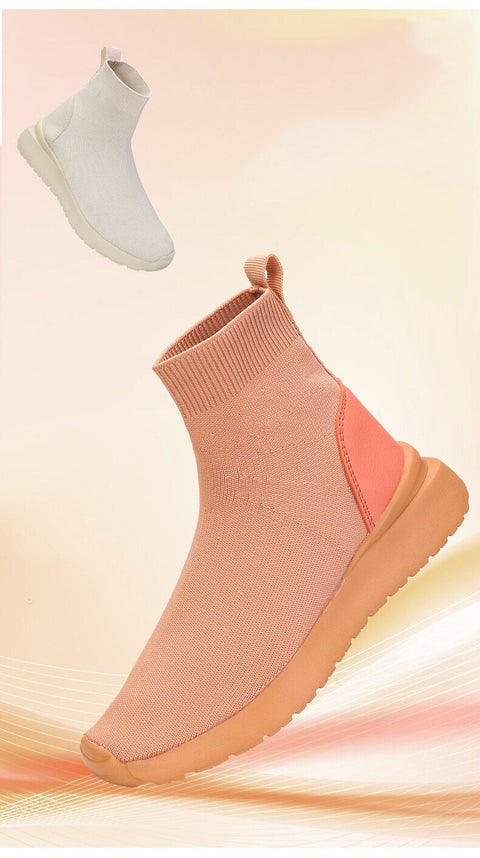 Mtvrmall - Casual Net Orange Stretch Fabric Short Boots  Spring Autumn High Top Socks Shoes Women Botas De Mujer Goth Boots