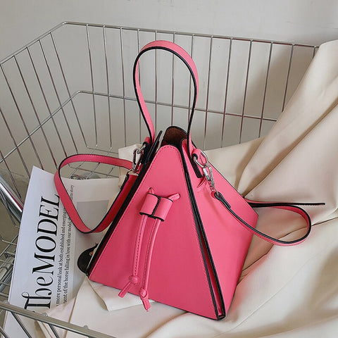 Mtvrmall - Hot sale Triangle Fashionable PU Leather Mini Crossbody Bags for Women Branded Handbags and Purses Lady Shoulder Hand Bag