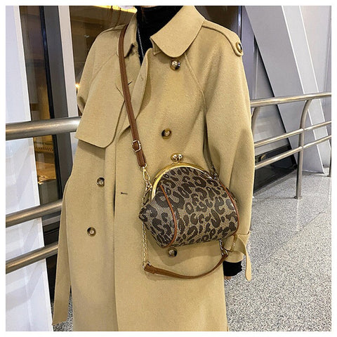 Mtvrmall - Brand Women Shoulder Bag Small Leopard Printed Crossbody Bag Kiss Lock Female Bag Luxury Ladies Handbag Purses