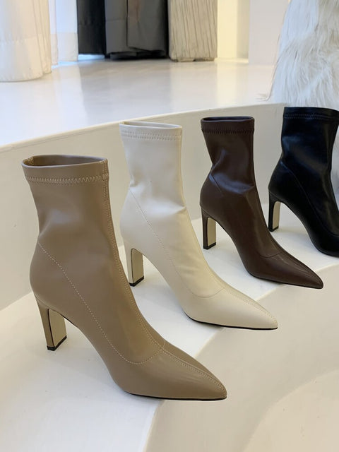 Mtvrmall - Ankle High Heels Chelsea Boots Chunky Casual Shoes Winter New Designer Women Party Sexy Pumps Gladiator Goth Snow Bottines