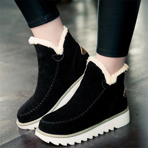 Mtvrmall Big Size Women Snow Boots Warm Fur Cotton Winter Shoes Ladies Zipper Ankle Chelsea Boots Thick Sole Female Platform Short Botas