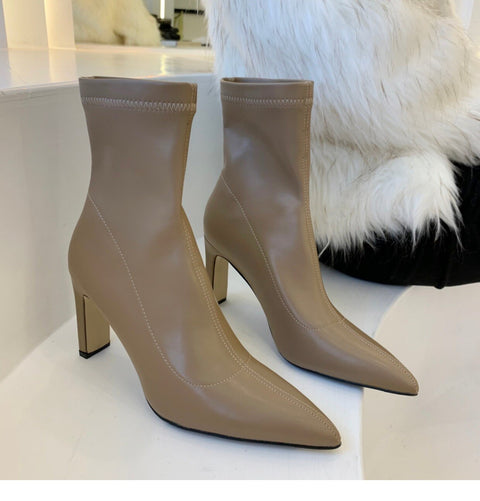 Mtvrmall - Ankle High Heels Chelsea Boots Chunky Casual Shoes Winter New Designer Women Party Sexy Pumps Gladiator Goth Snow Bottines