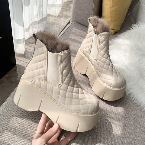 Mtvrmall - Fashion Shoes Women's Winter Thick Soled Snow Boots Plush Women's Casual Sports Shoes Warm and Cold Proof High Top Women's Boots