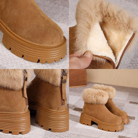 Mtvrmall - Winter Chunky Ankle Women Snow Boots New Fashion Goth Platform Fur High Heels Shoes Pumps Plush Warm Chelsea Women Boots