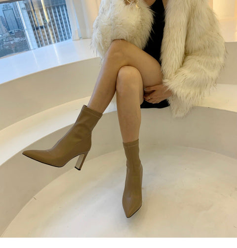 Mtvrmall - Ankle High Heels Chelsea Boots Chunky Casual Shoes Winter New Designer Women Party Sexy Pumps Gladiator Goth Snow Bottines