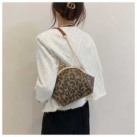 Mtvrmall - Brand Women Shoulder Bag Small Leopard Printed Crossbody Bag Kiss Lock Female Bag Luxury Ladies Handbag Purses