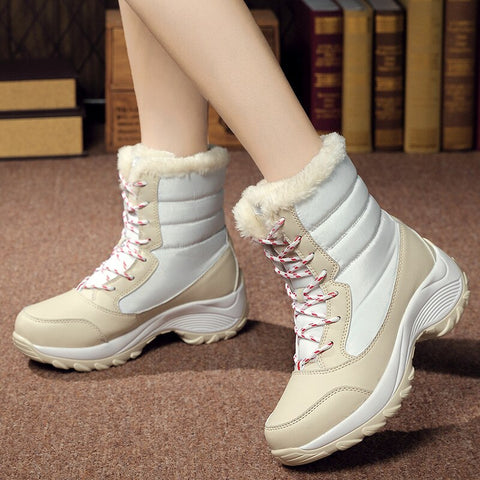 Mtvrmall - new women's boots High top shoes thick high heel cotton shoes outdoor warm Uggs large size cotton shoes for women