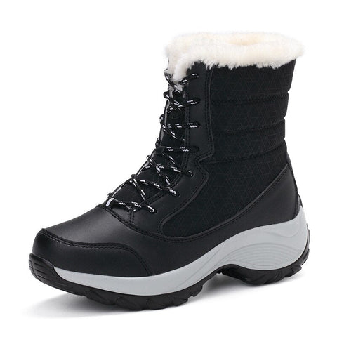 Mtvrmall - new women's boots High top shoes thick high heel cotton shoes outdoor warm Uggs large size cotton shoes for women