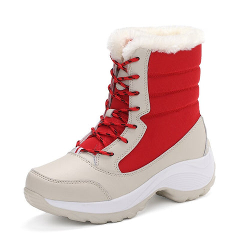 Mtvrmall - new women's boots High top shoes thick high heel cotton shoes outdoor warm Uggs large size cotton shoes for women