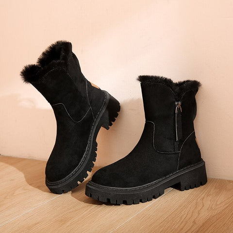 Mtvrmall - Winter Boots Women Shoes New Platform Warm Fashion Snow Boots Size 41 Punk Shoes Plush Chunky Boots Non-slip Botas De Mujer